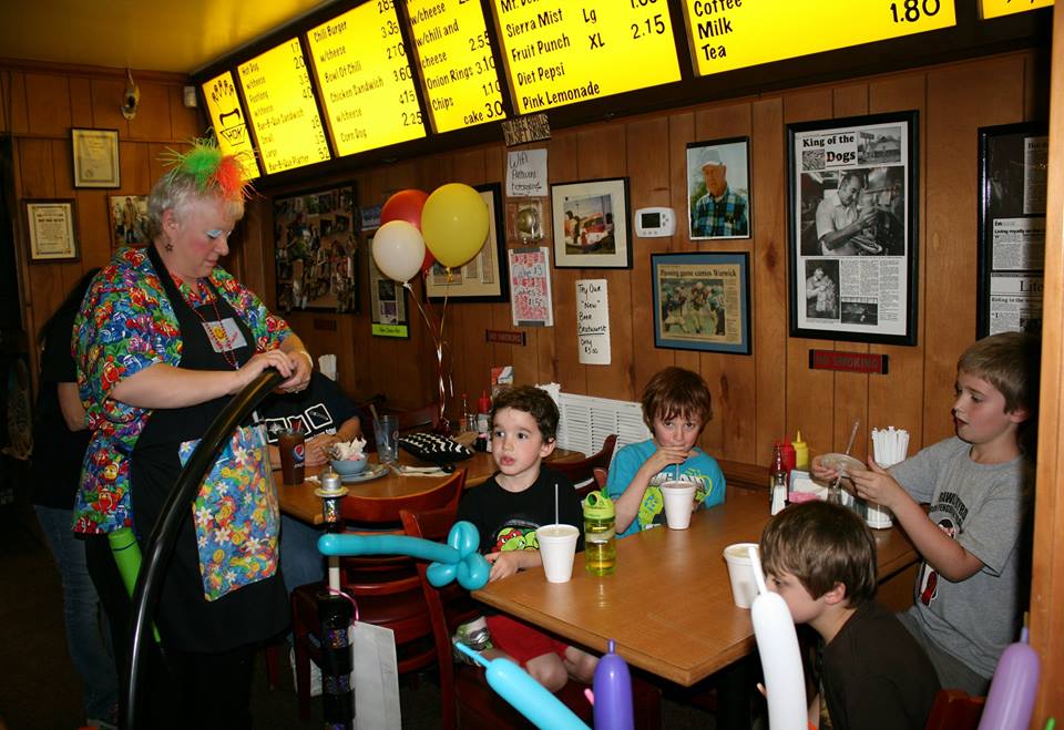 Customers with ballons