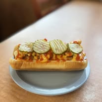 Hot dog with pickles